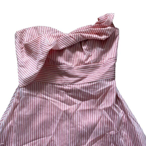 Gianni Bini Layla Orange Ivory Stripe Strapless Dress Size 2 - Picture 4 of 13